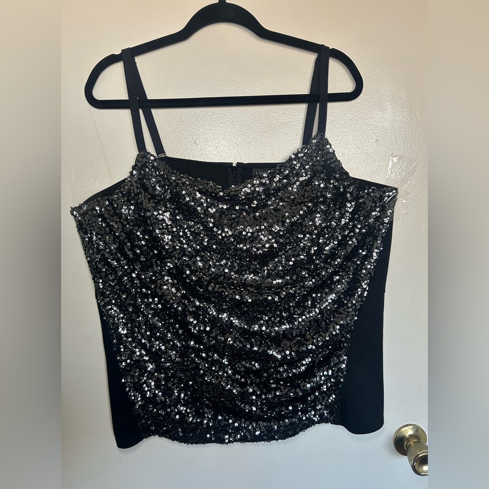 Lane Bryant Sparkling Black and Silver‎ Tank Top